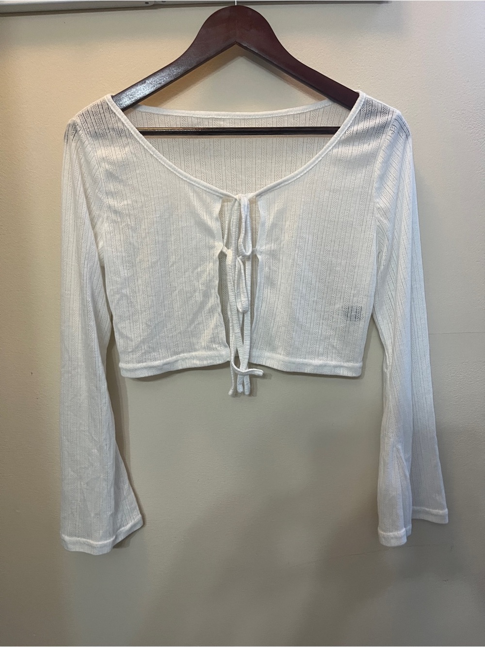 White Tie-Front Ribbed Crop Top - Women
